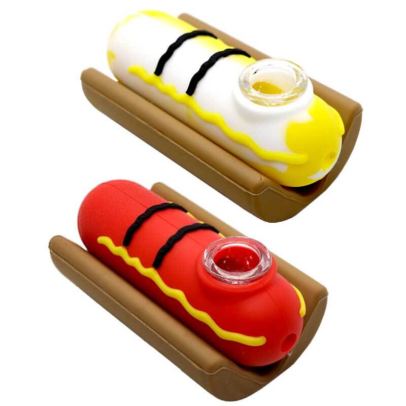 Hot Dog Silicone Handpipe (SHP-36) | 3.5 inch | Assorted Colors product image